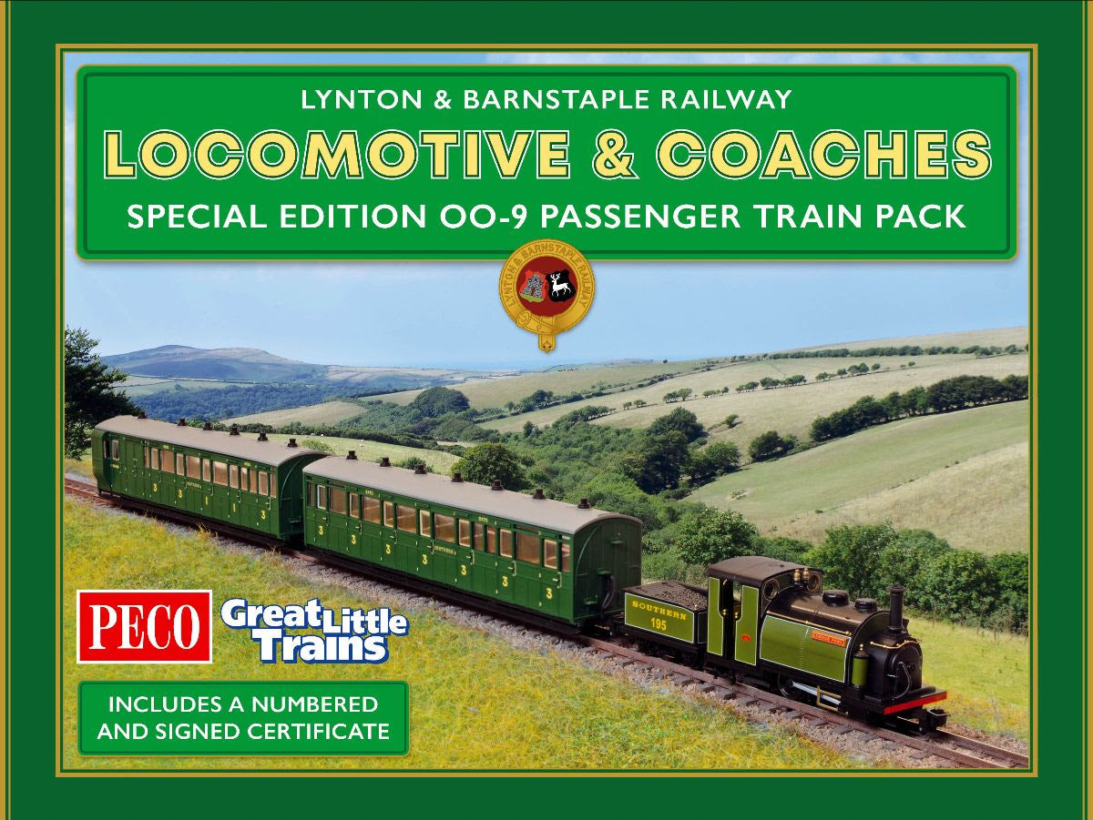 Coffret Édition Spéciale : Locomotive Large England 'Exmoor Pony' et 2 voitures voyageurs, éch. 00-9, Lynton & Barnstaple