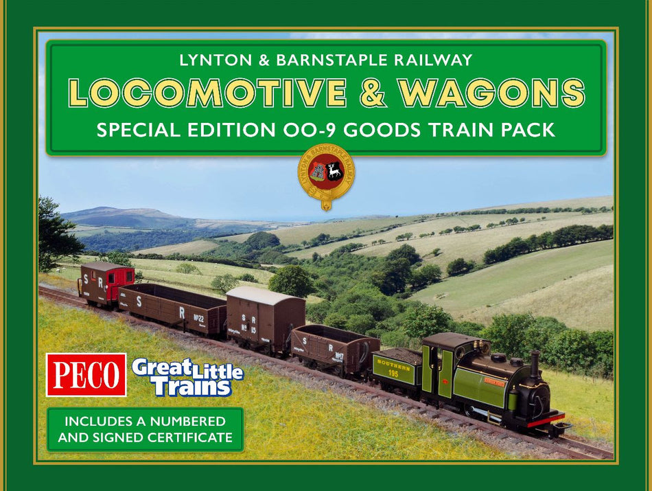Coffret Édition Spéciale : Locomotive Large England 'Exmoor Pony' et 4 wagons, éch. 00-9, Lynton & Barnstaple