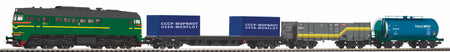 Coffret de départ SŽD, locomotive diesel M62 et 3 wagons de marchandises