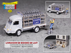 Livraison de bidons de lait avec camion Renault Galion