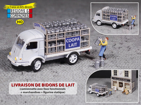 Livraison de bidons de lait avec camion Renault Galion