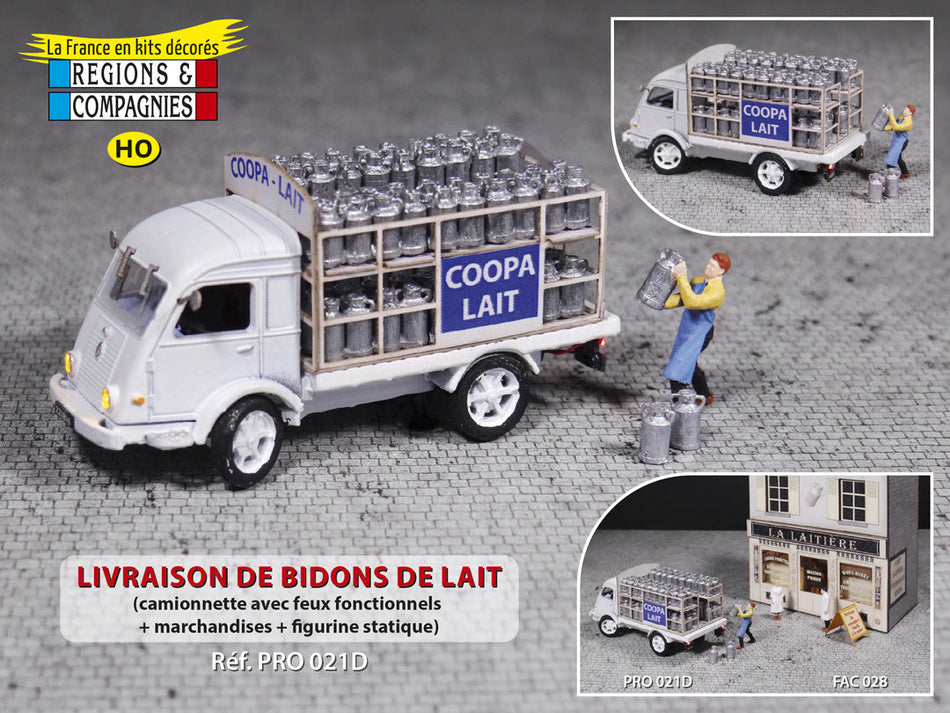 Livraison de bidons de lait avec camion Renault Galion
