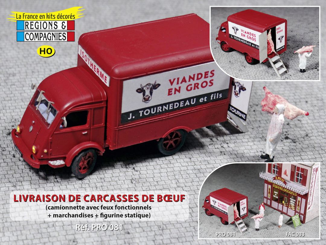 Livraison de carcasses de bœuf avec camion Renault Galion