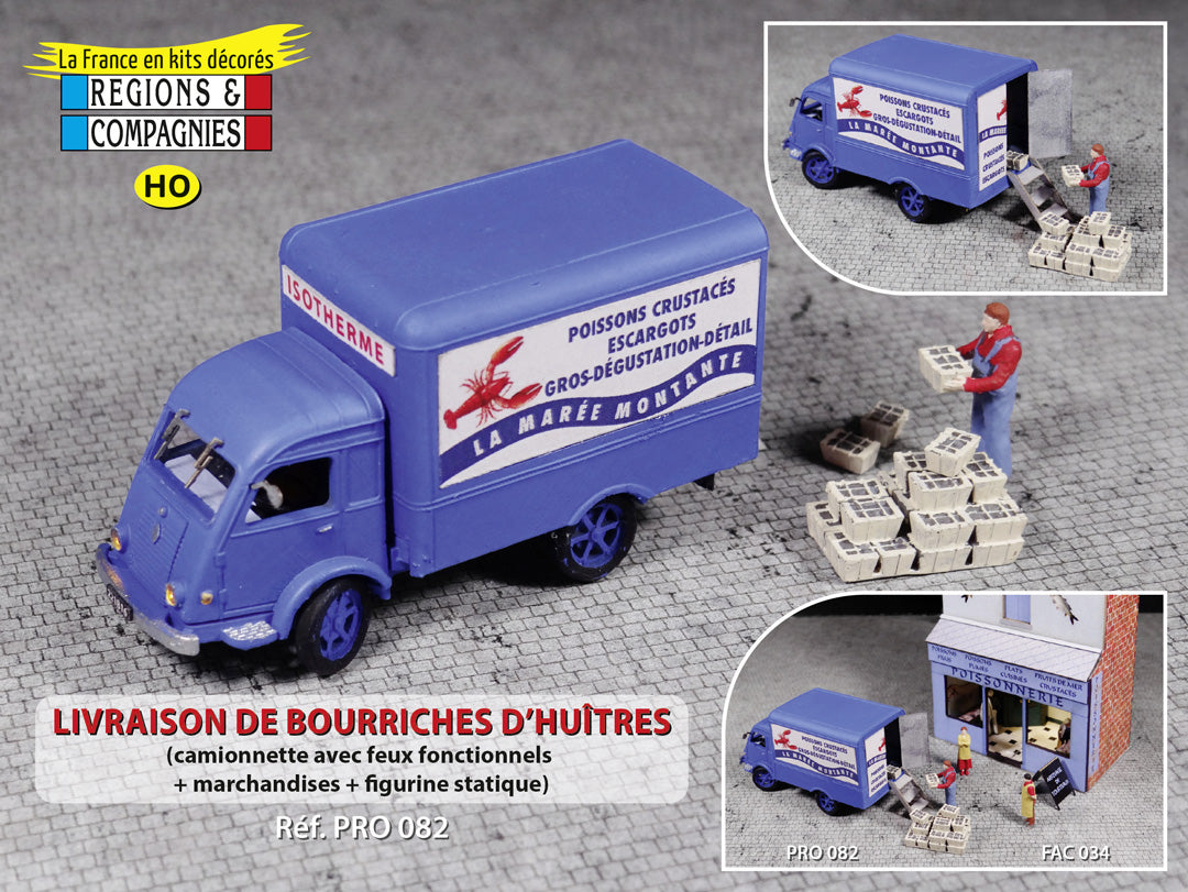 Livraison de bourriches d'huîtres avec camion Renault Galion