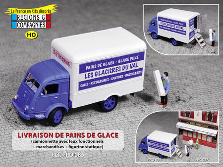 Livraison de pains de glace avec camion Renault Galion