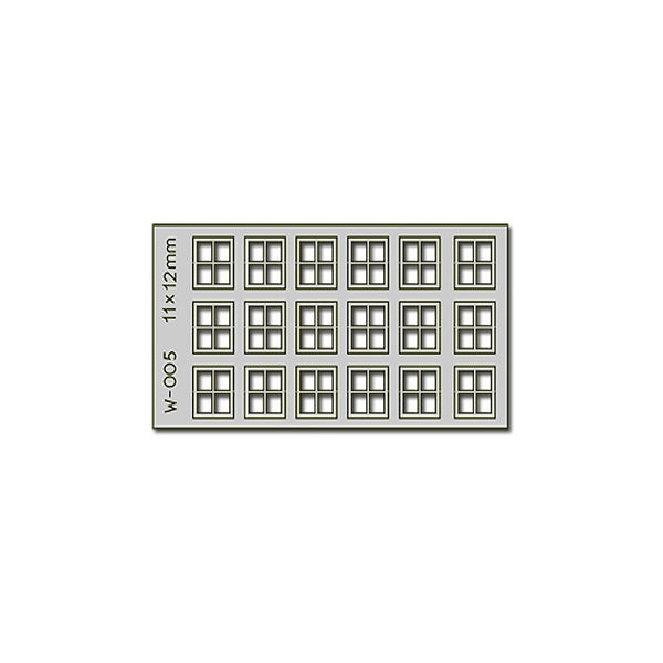 18 fenêtres découpées au laser, 4 vitres, 11 x 12 mm, éch. H0/00