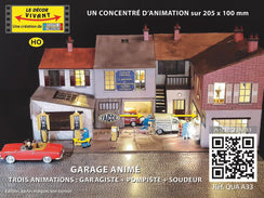 Garage animé (garagiste pousseur + pompiste + soudeur)