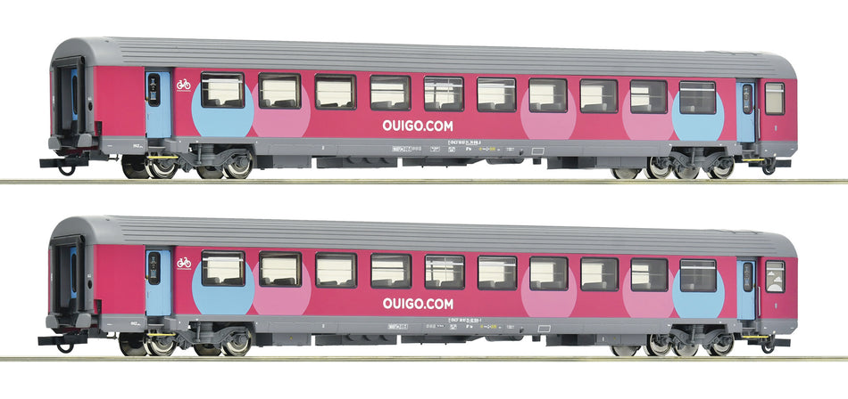 Coffret de 2 voitures voyageurs Corail type VTU B11tu en livrée « OUIGO », ép. VI, SNCF