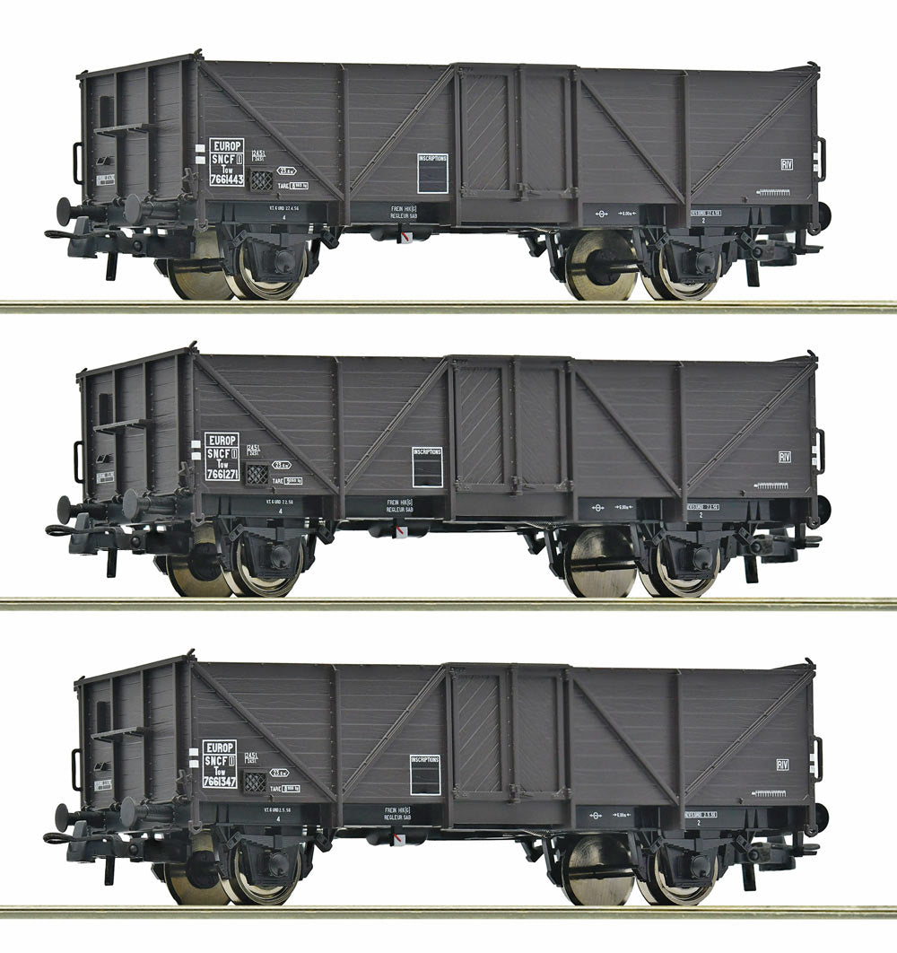 Coffret de 3 wagons de marchandises ouverts, ép. III, SNCF