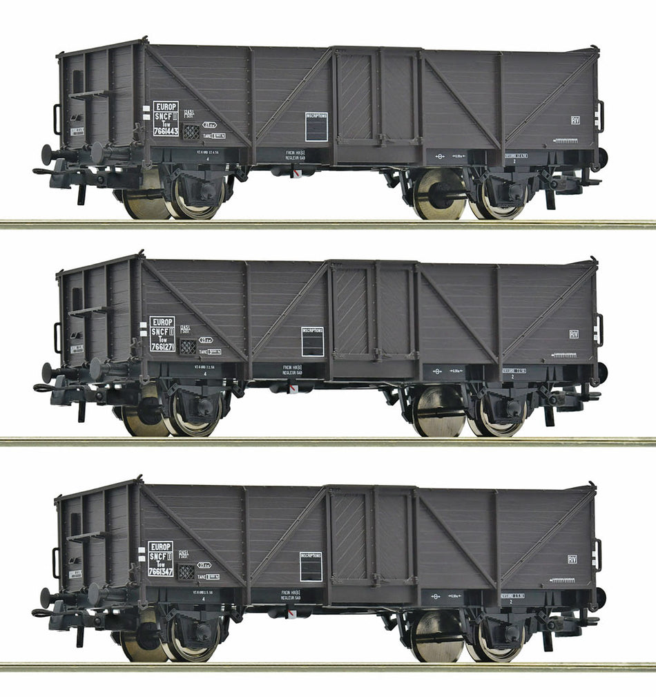 Coffret de 3 wagons de marchandises ouverts, ép. III, SNCF