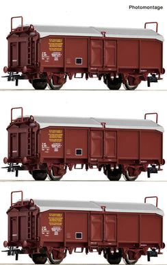Coffret de 3 wagons tombereaux à toit coulissant type Tms, ép. IV, SNCF