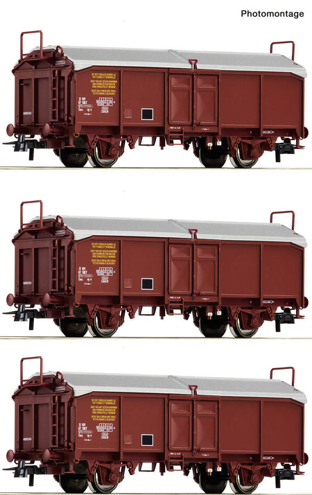 Coffret de 3 wagons tombereaux à toit coulissant type Tms, ép. IV, SNCF