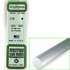 Baguettes rondes pleines en polystyrène - Diam. 0,50 mm Long. 355 mm  - EVG 218