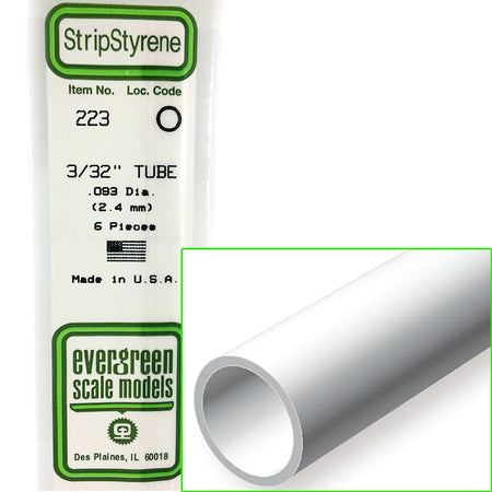 Tubes en polystyrène Diam. 2.4 mm Long. 355 mm  - EVG 223