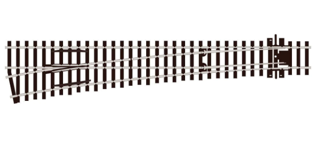 Aiguille courbe à gauche electrofrog rayon 1524 mm éch. 00/H0  - code 75