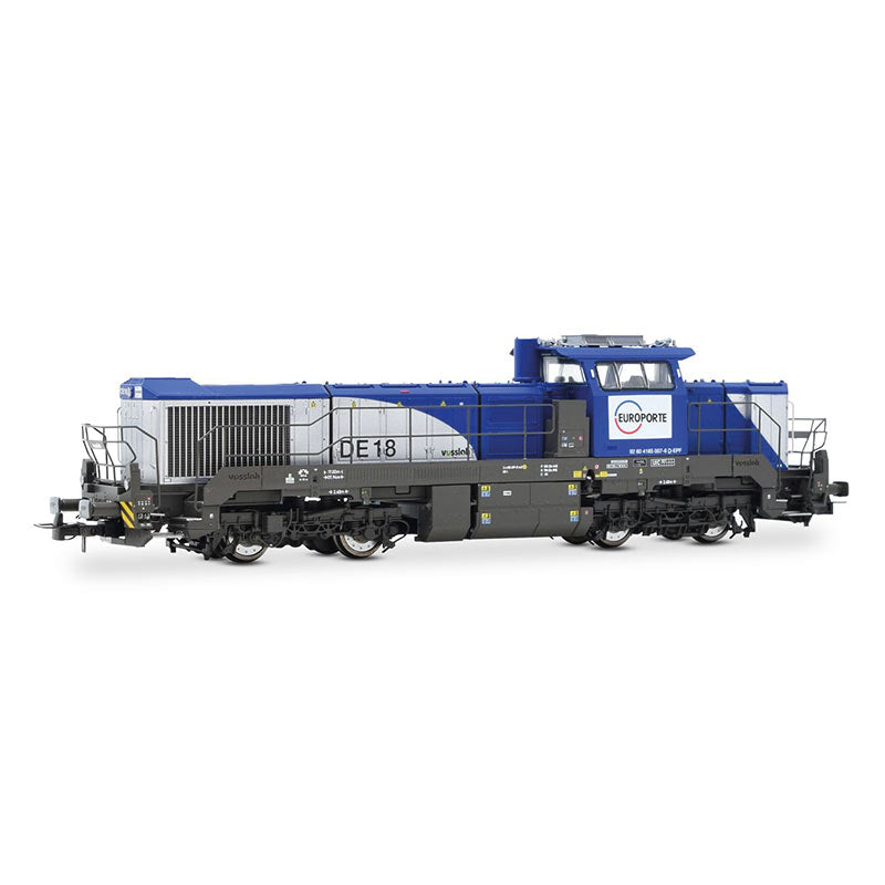 Locomotive diesel-electrique type Vossloh DE 18, livrée argent/bleue, ép. VI, EUROPORTE, avec décodeur sonore