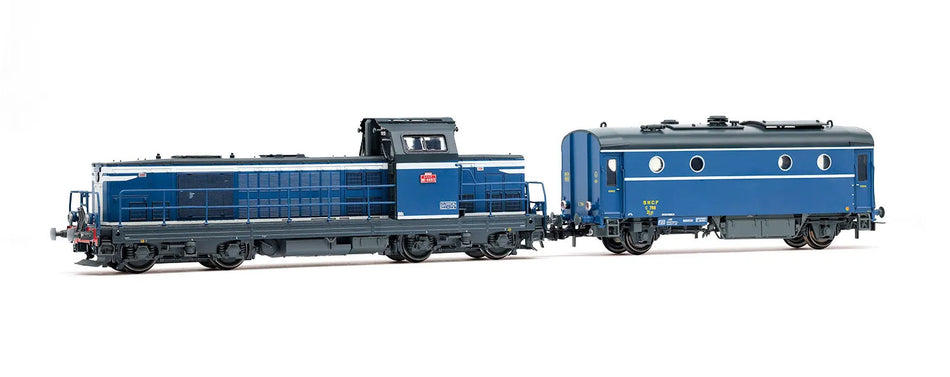 Locomotive diesel BB 66013, blanche/bleue + fourgon-chaudière 800 kg/h, SHmf 788, livrée bleu clair, ép. IV, SNCF, avec décodeur sonore multiprotocole