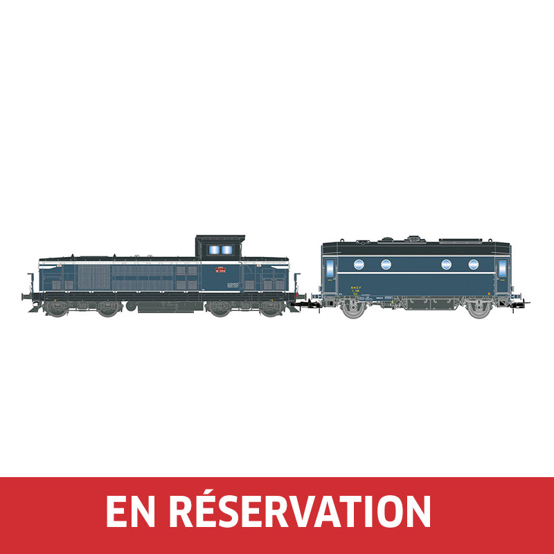 Locomotive diesel BB 66013, blanche/bleue + fourgon-chaudière 800 kg/h, SHmf 788, livrée bleu clair, ép. IV, SNCF