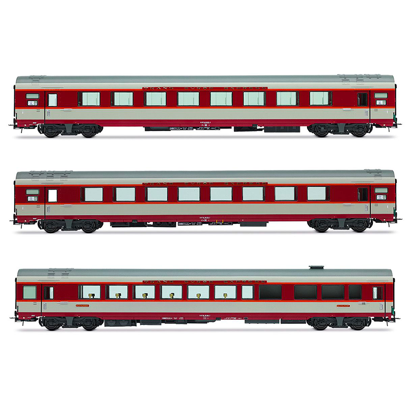 Coffret de 3 voitures « Le Kléber » (A8u, A8tu, Vru) en livrée « Grand Confort » grise, ép. IV, SNCF