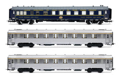 Coffret de 3 voitures « Sud Express », voiture-restaurant CIWL + 2 x DEV Inox courtes, no. 1/2, ép. III-IV, SNCF