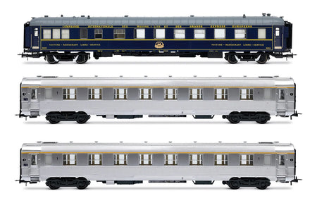 Coffret de 3 voitures « Sud Express », voiture-restaurant CIWL + 2 x DEV Inox courtes, no. 1/2, ép. III-IV, SNCF