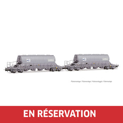 Coffret de 2 wagons-trémie à 4 essieux Taoos, « DMI / Saint Gobain », livrée grise, ép. V, SNCF