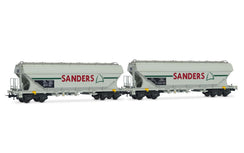 Coffret de 2 wagons trémies céréaliers à bogies « SANDERS », livrée gris, ép. V, SNCF