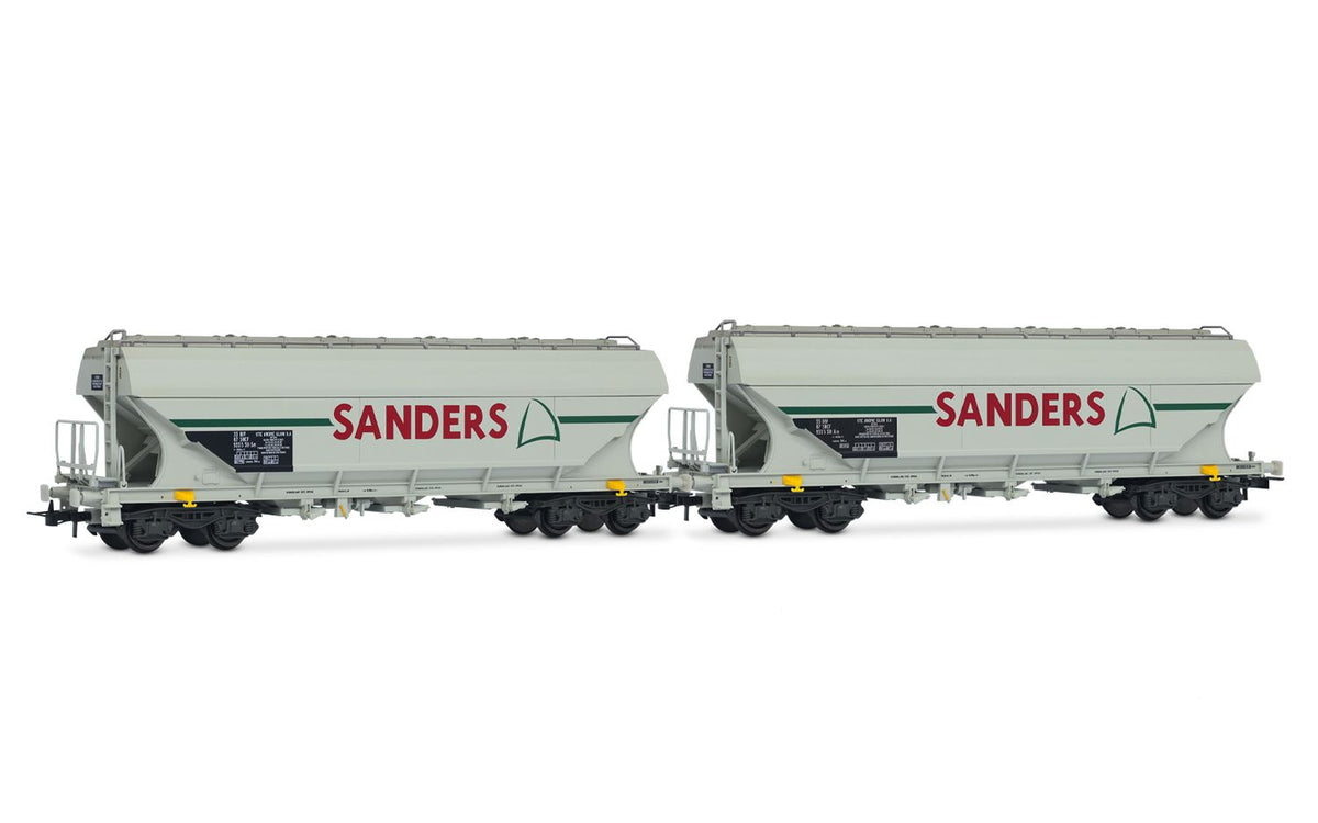 Coffret de 2 wagons trémies céréaliers à bogies « SANDERS », livrée gris, ép. V, SNCF