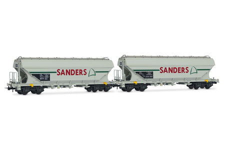 Coffret de 2 wagons trémies céréaliers à bogies « SANDERS », livrée gris, ép. V, SNCF