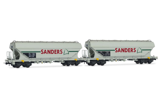 Coffret de 2 wagons trémies céréaliers à bogies « SANDERS », livrée gris, ép. V, SNCF