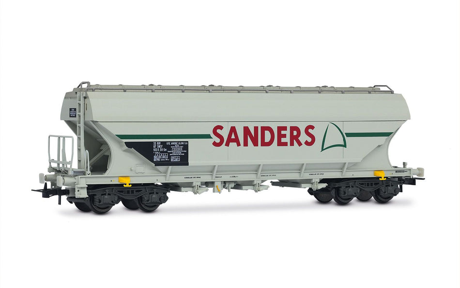 Coffret de 2 wagons trémies céréaliers à bogies « SANDERS », livrée gris, ép. V, SNCF