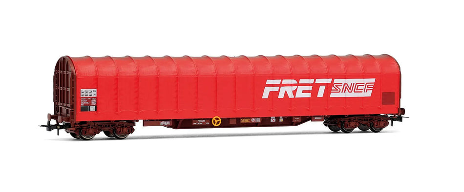 Wagon bâché à 4 essieux type Rils, « FRET », livrée rouge, ép. IV-V, SNCF