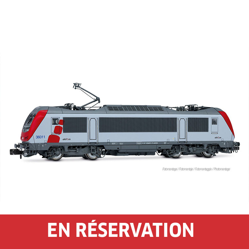 Locomotive électrique BB 36011, livrée grise/rouge, ép. VI, Akiem, éch. N