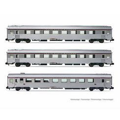 Coffret  de 3 voitures type Mistral '69, TEE "Jules Verne", Paris-Nantes, ép. IV, SNCF
