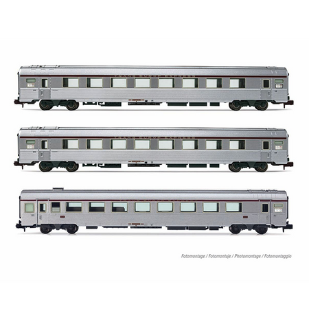 Coffret  de 3 voitures type Mistral '69, TEE "Jules Verne", Paris-Nantes, ép. IV, SNCF