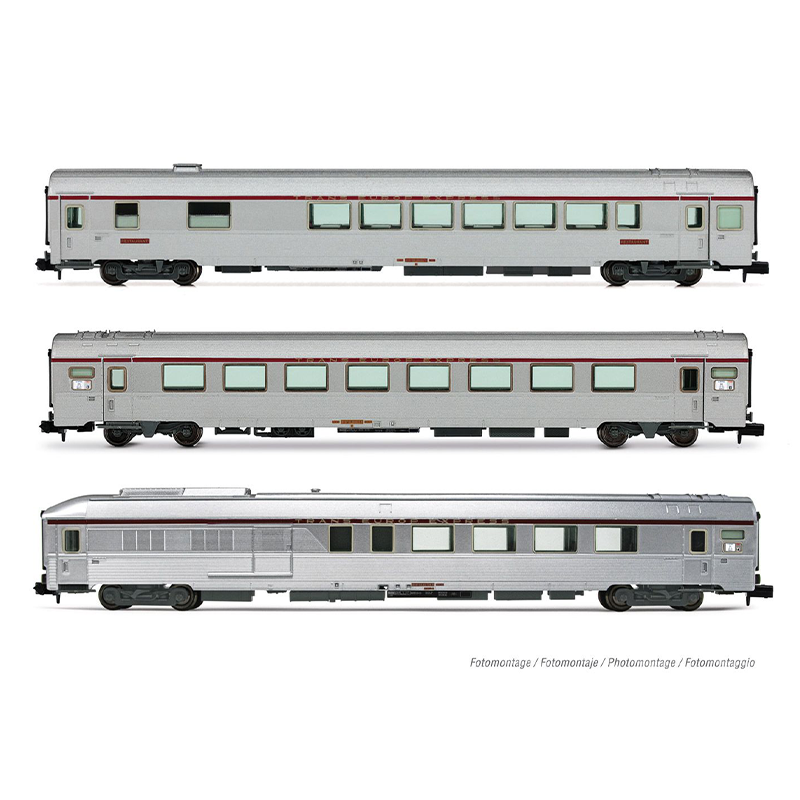 Coffret de 3 voitures TEE « Mistral », Paris-Nice, Vru + A8tu + AD4tux, ép. IV, SNCF