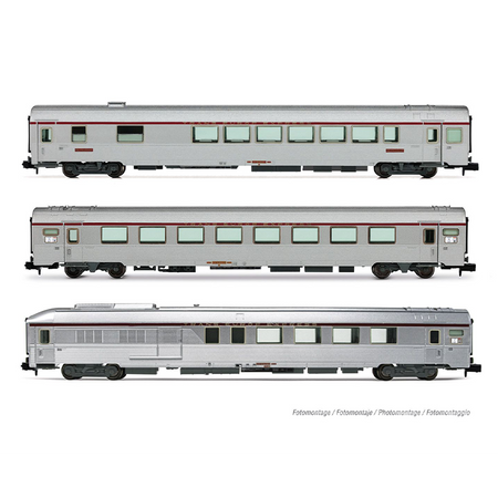 Coffret de 3 voitures TEE « Mistral », Paris-Nice, Vru + A8tu + AD4tux, ép. IV, SNCF