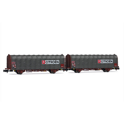 Coffret de 2 wagons bâchés à 2 essieux « Citroën », type Kijls K70, ép. IV-V, SNCF
