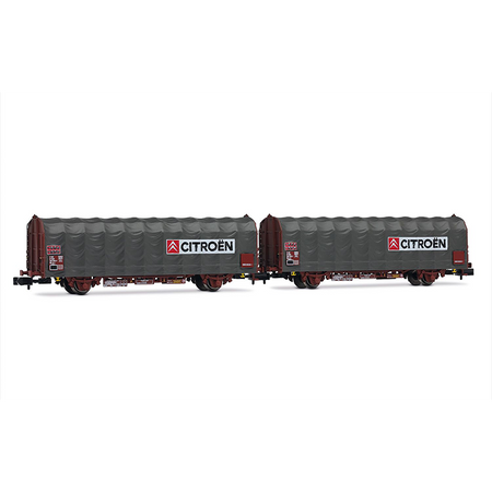 Coffret de 2 wagons bâchés à 2 essieux « Citroën », type Kijls K70, ép. IV-V, SNCF