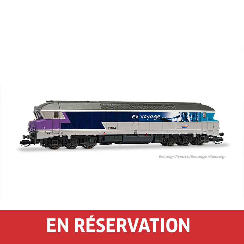 Locomotive diesel à 6 essieux CC 72074, « En Voyage », ép.V, SNCF, ech. TT