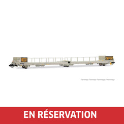 Wagon porte-autos pour fourgonnettes et petits camions, type Ladks, livrée grise avec plaque d'identification « GEFCO », ép. IV , SNCF, ech. TT