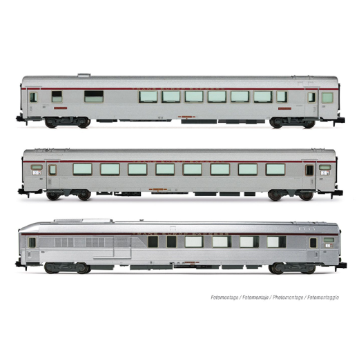 Coffret de 3 voitures TEE « Mistral », Paris-Nice, Vru + A8tu + AD4tux, ép. IV, SNCF