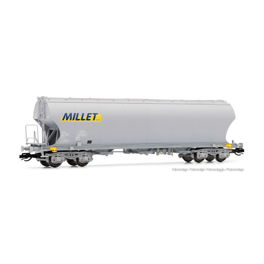 Coffret de 2 wagons-trémies céréaliers à 4 essieux, avec parois latérales bombées, « MILLET », livrée grise, ép. VI, F-MISA, éch. TT-1