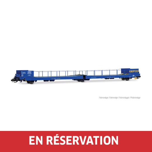 Wagon porte-autos pour fourgonnettes et petits camions, type Ladks, livrée bleue avec plaque d'identification « GEFCO », ép.VI, F-GEFCO, ech. TT