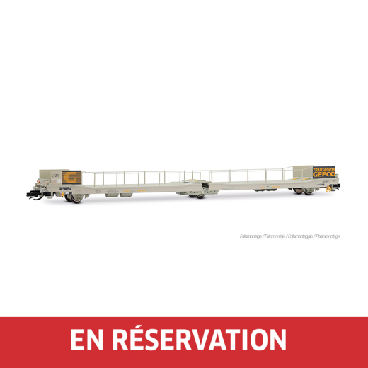 Wagon porte-autos pour fourgonnettes et petits camions, type Ladks, livrée grise avec plaque d'identification « GEFCO », ép. IV , SNCF, ech. TT