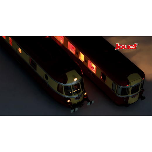 Autorail diesel RGP I avec remorque en livrée TEE rouge/crème, ép. III, SNCF-3