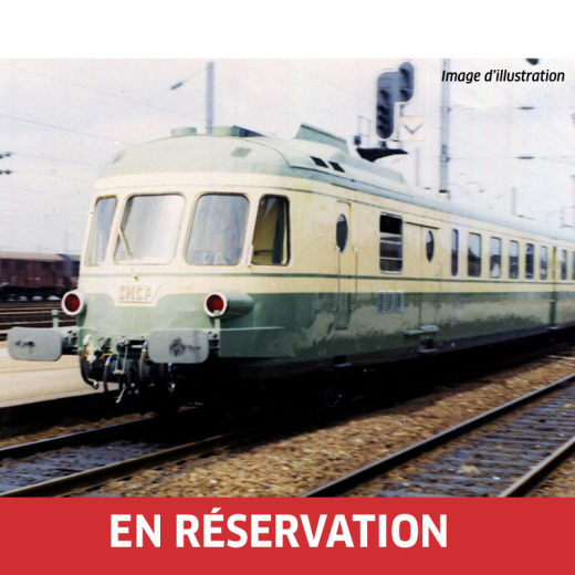 Autorail diesel RGP I avec remorque, livrée verte/beige, ép. IV, SNCF avec décodeur sonore.