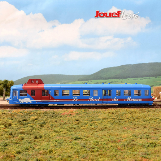 Autorail diesel X 3876, train touristique « Le Furet de Morvan », livrée bleue/rouge, ép. V-VI, CFTA-1