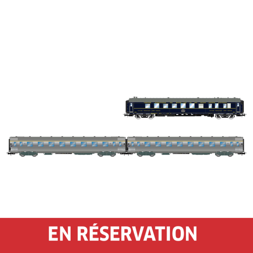 Coffret de 3 voitures « Sud Express », voiture-restaurant CIWL + 2 x DEV Inox courtes, no. 1/2, ép. III-IV, SNCF