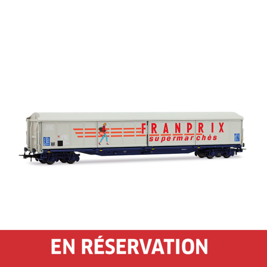 Wagon à parois coulissantes à 4 essieux type Habis, « FRANPRIX », livrée beige, ép. IV, SNCF